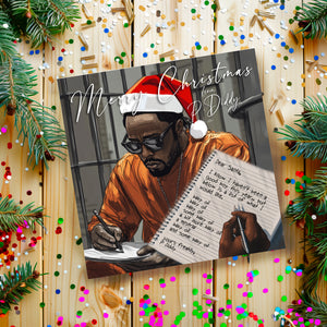 Diddy Christmas Card – P Diddy Wish List – Humorous Baby Oil Santa Joke for Him or Her – Rude Christmas Greeting Cards for Friends, Dad, or Boyfriend – Cheeky and Rude