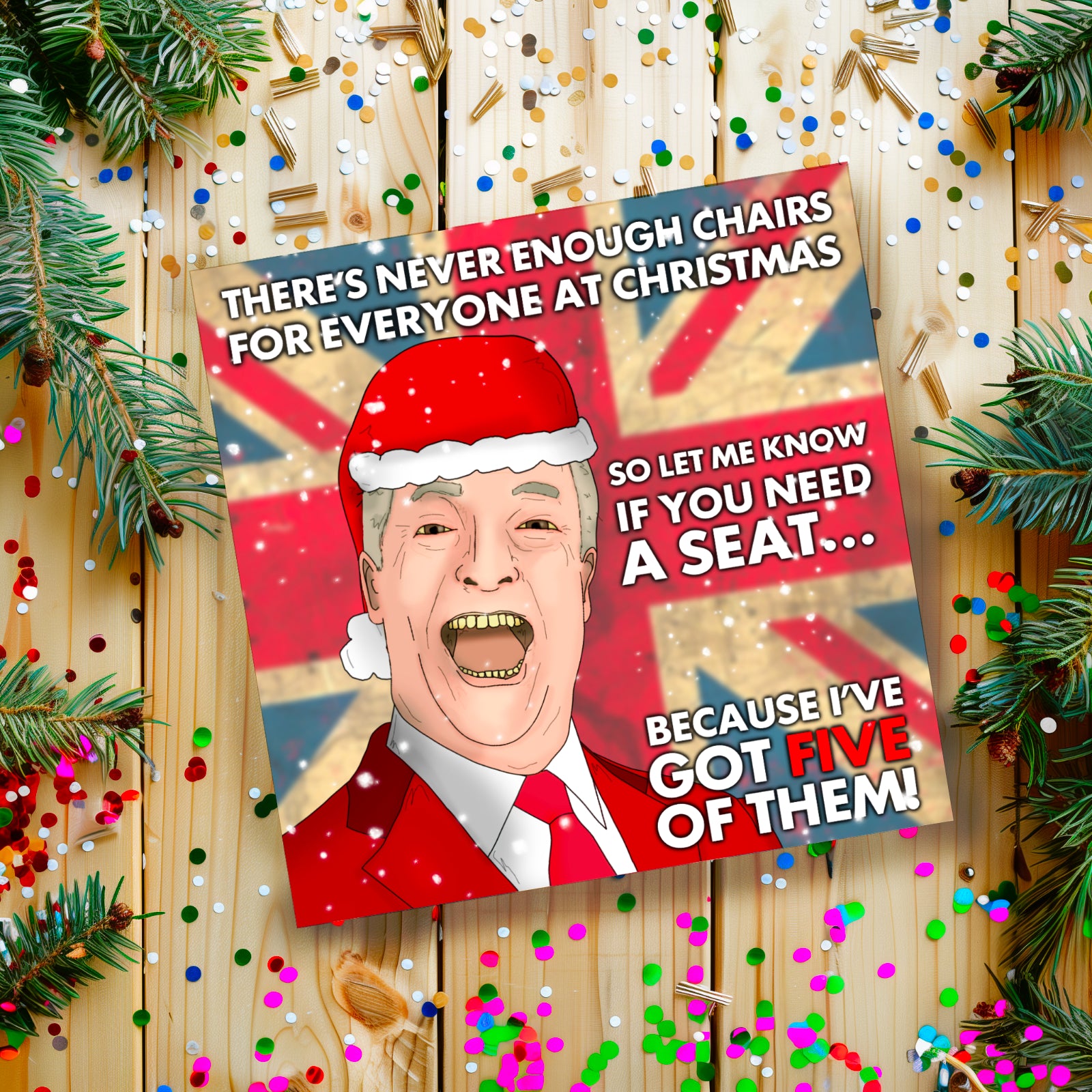 Nigel Farage Christmas Card – Humorous Political Christmas Card – Joke Christmas Cards for Him, Her, Friends, Family, or Colleagues, Keir Starmer, Reform UK