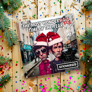 Funny Oasis Christmas Card – Noel and Liam Gallagher Christmas Joke – Humorous Christmas Cards for Him, Her, Dad, or Boyfriend – Oasis Music Xmas Cards