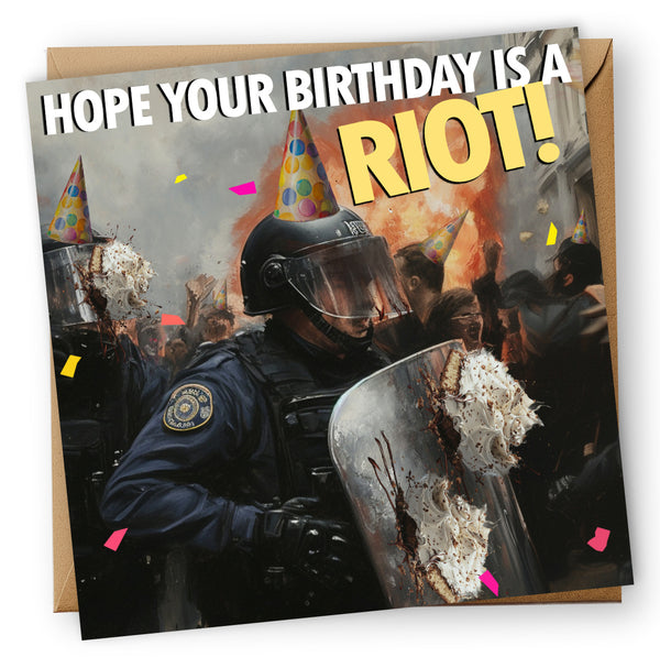 Hope Your Birthday is a Riot Card, Funny Birthday Cards, UK, Funny Birthday Card for Her, For Him, 30th Birthday, 40th Birthday