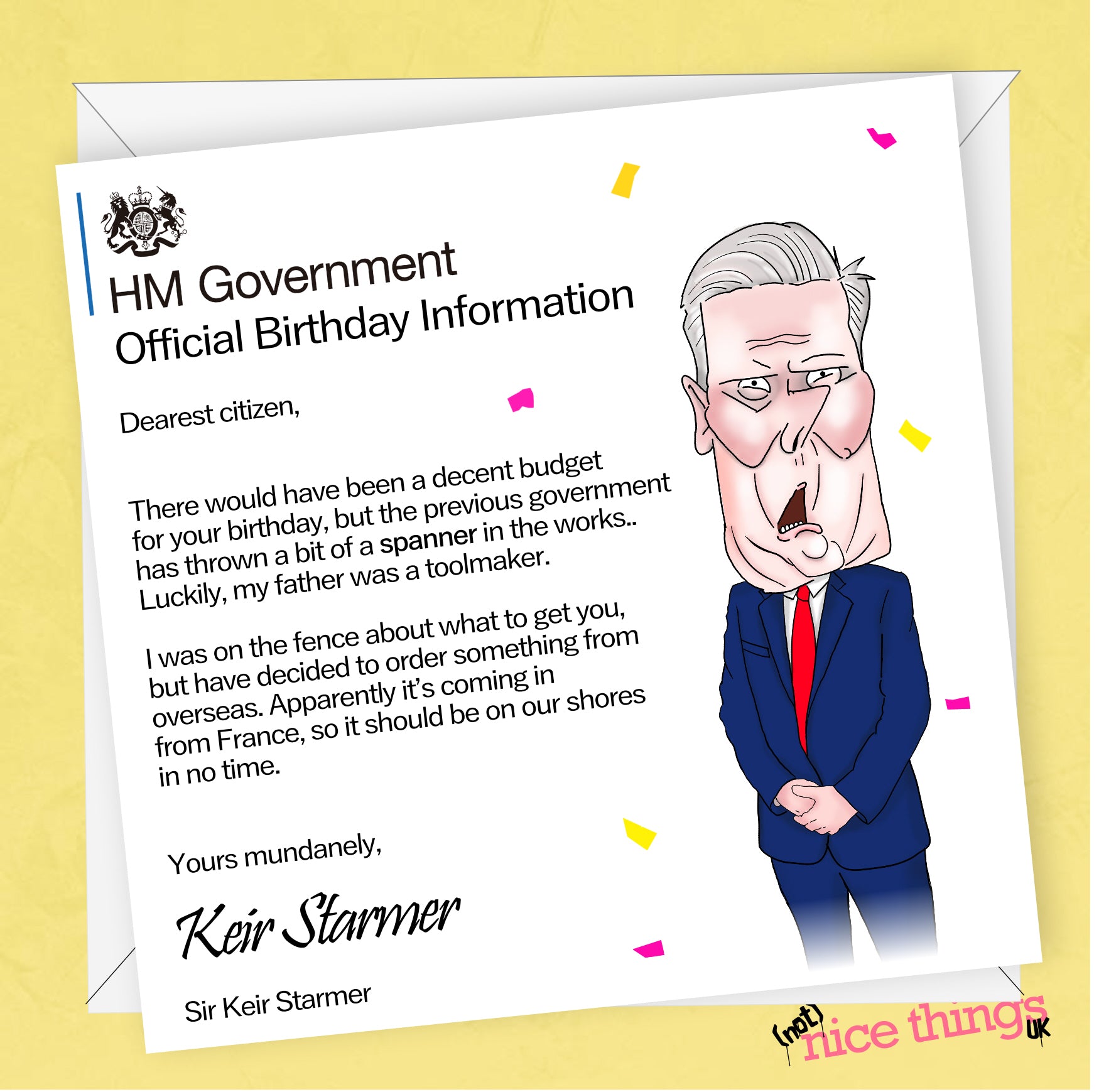 Keir Starmer Birthday Card, Funny Political Birthday Card, UK Election, Cards for Men, For Dad, For Mum, For Her, Labour, Tories, UK Politics, Funny Birthday Cards