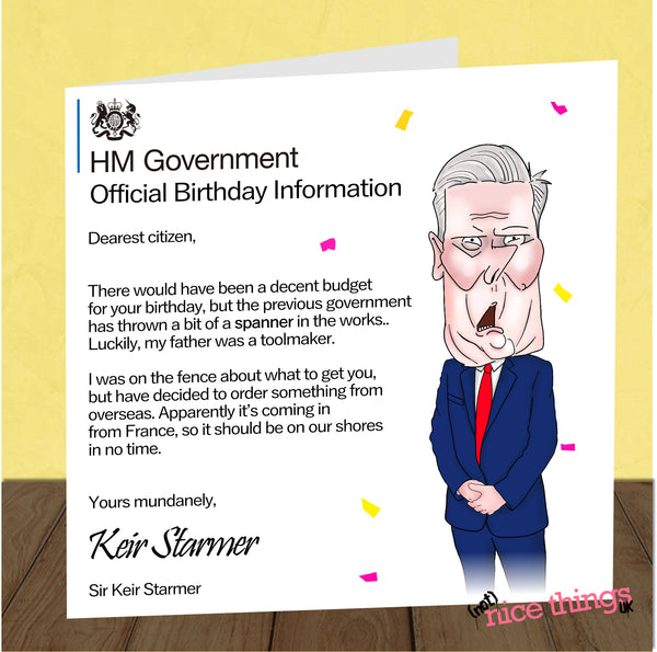 Keir Starmer Birthday Card, Funny Political Birthday Card, UK Election, Cards for Men, For Dad, For Mum, For Her, Labour, Tories, UK Politics, Funny Birthday Cards