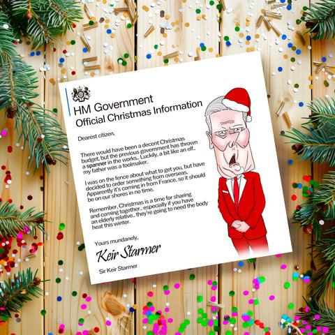 Keir Starmer Christmas Card, Card from the Government, Hilarious Political themed Christmas Card for Friends and Family Members - Funny Christmas Cards for Him and Her, Funny Xmas Cards